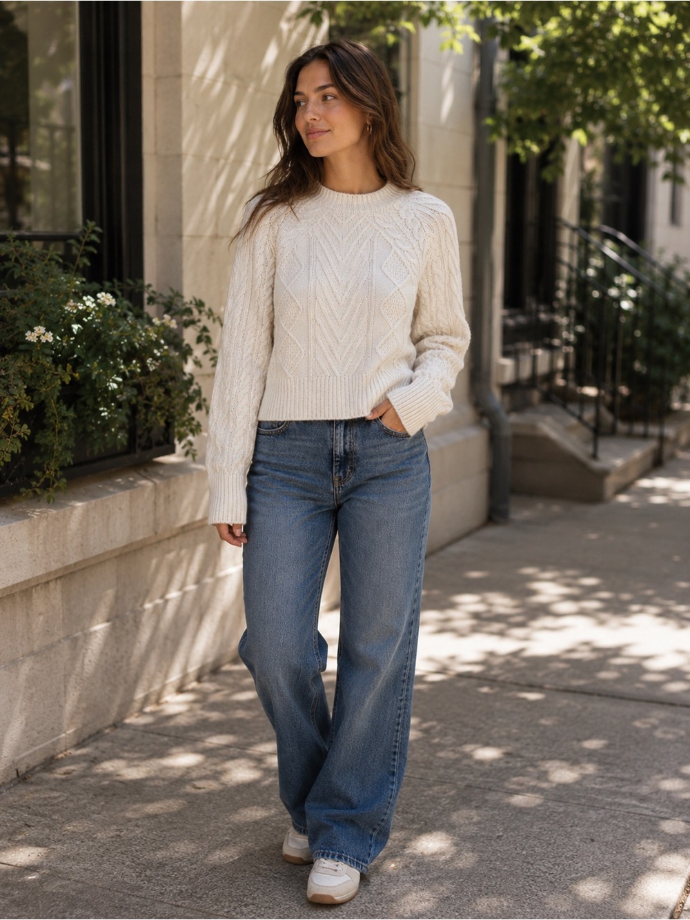 Cable knit cashmere sweater